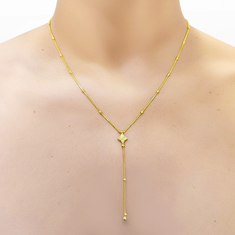 COLLAR CORBATERO TRE BOL CIRCON BOLITAS ENCHAPADO ORO 18K - 2