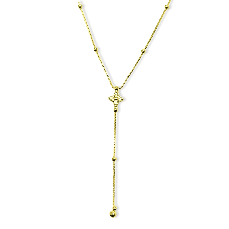 COLLAR CORBATERO TRE BOL CIRCON BOLITAS ENCHAPADO ORO 18K - 4
