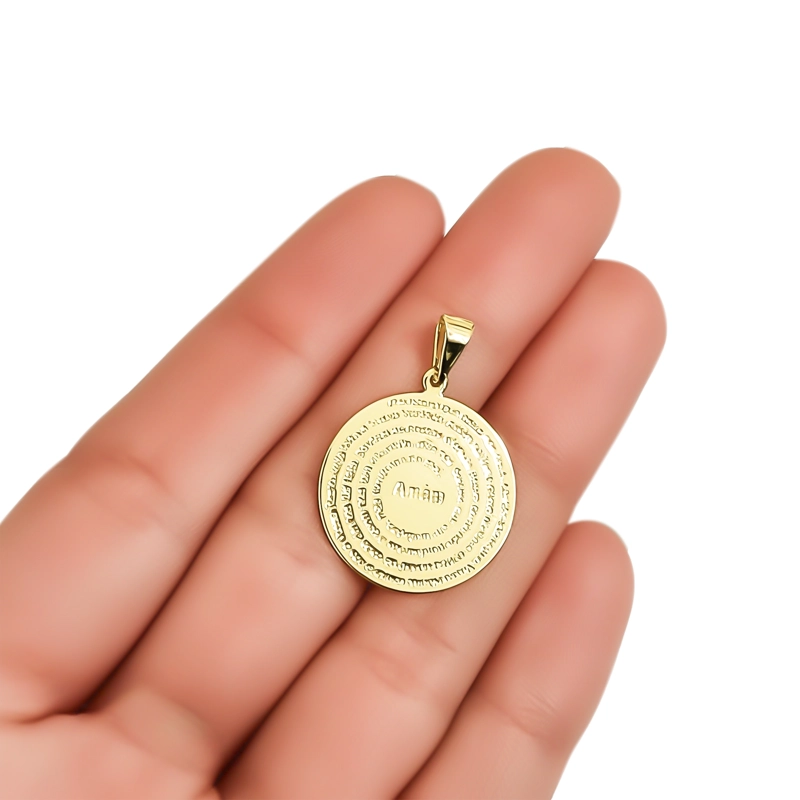 COLGANTE PADRE NUESTRO LAMINA 20MM ENCHAPADO ORO 18K - 2