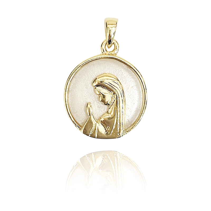 COLGANTE MEDALLA VIRGEN NIÑA 20MM ENCHAPADA ORO 18K NACAR - 3