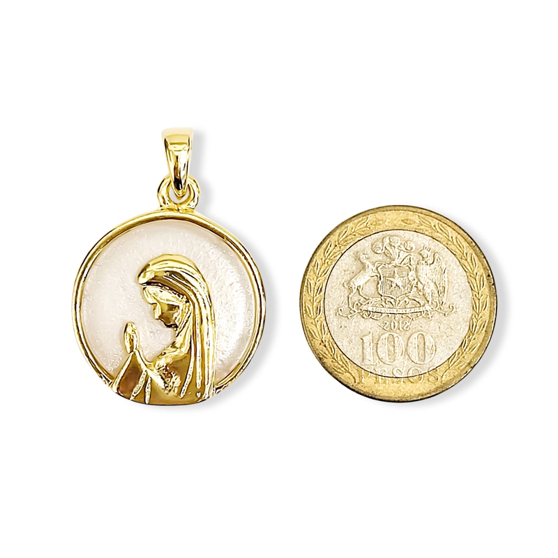 COLGANTE MEDALLA VIRGEN NIÑA 20MM ENCHAPADA ORO 18K NACAR - 4