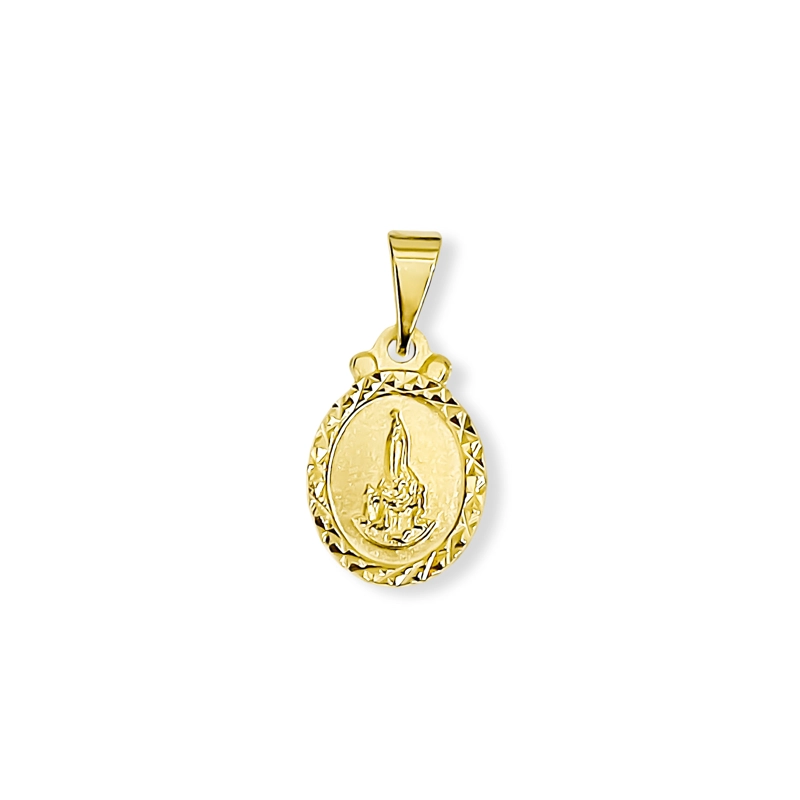 COLGANTE MEDALLA VIRGEN FATIMA 12MM OVALADO BORDE ENCHAPADO ORO 18K - 1