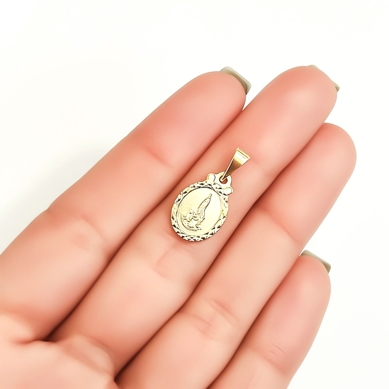 COLGANTE MEDALLA VIRGEN FATIMA 12MM OVALADO BORDE ENCHAPADO ORO 18K - 2