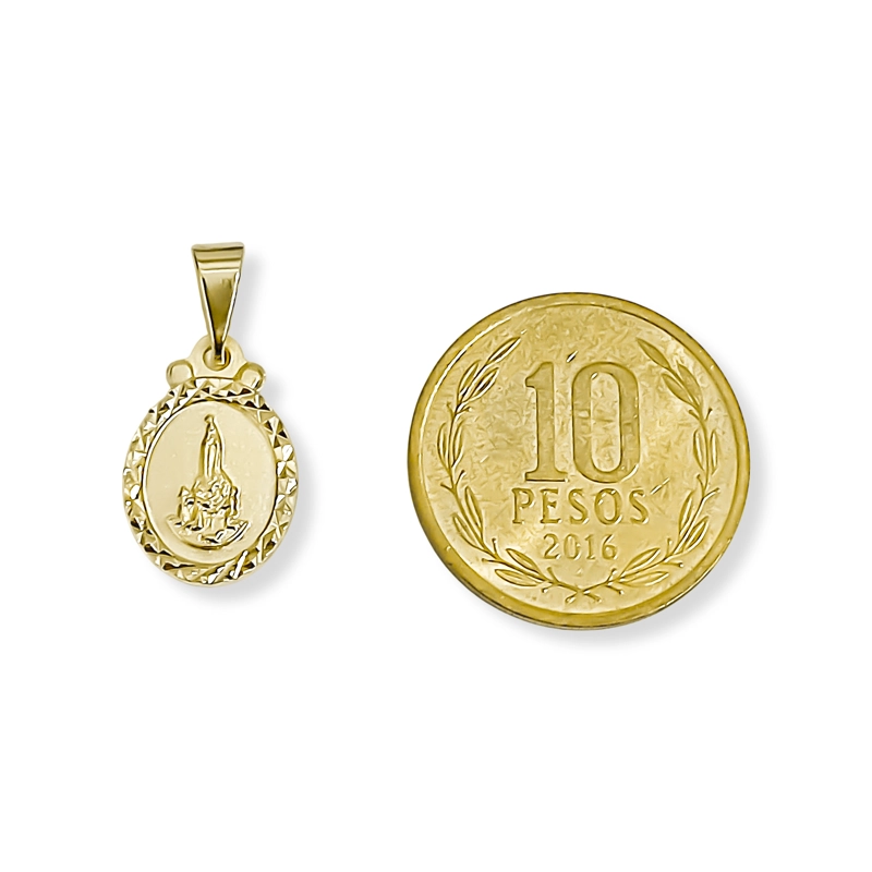 COLGANTE MEDALLA VIRGEN FATIMA 12MM OVALADO BORDE ENCHAPADO ORO 18K - 3