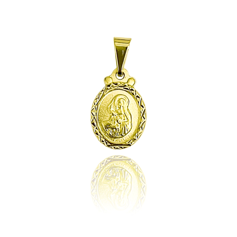 COLGANTE MEDALLA VIRGEN SANTA RITA 12MM OVALADO BORDE ENCHAPADO ORO 18K - 1