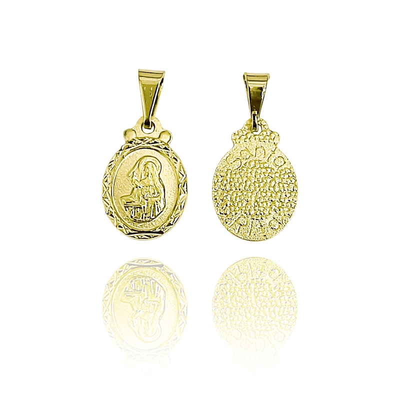 COLGANTE MEDALLA VIRGEN SANTA RITA 12MM OVALADO BORDE ENCHAPADO ORO 18K - 3
