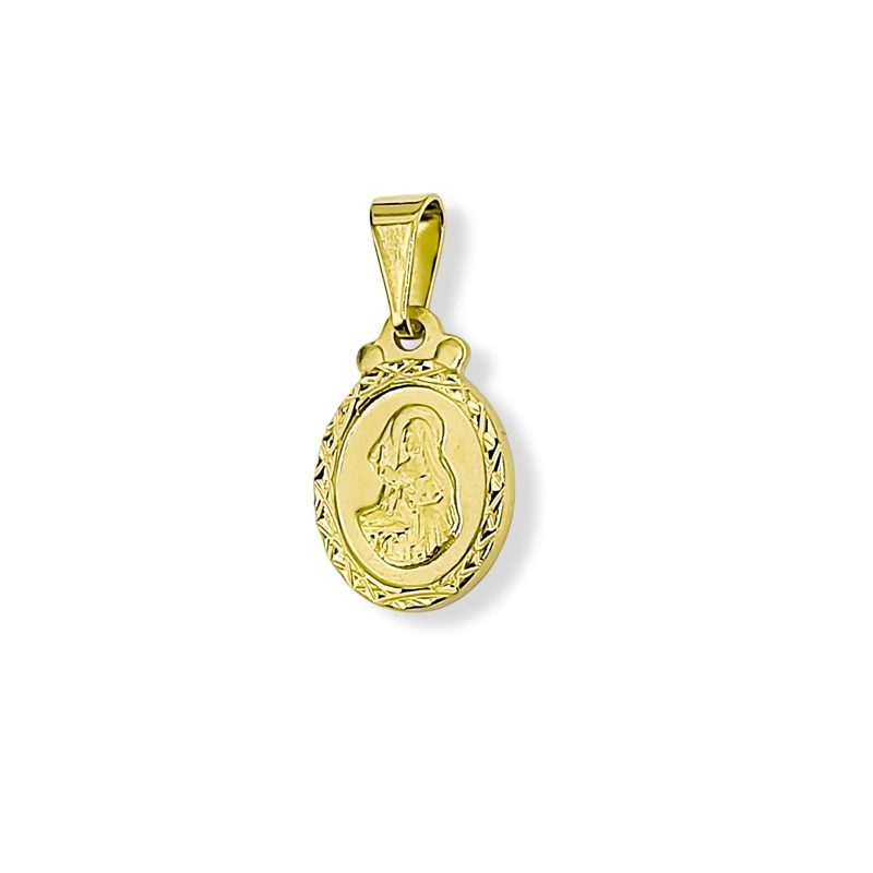 COLGANTE MEDALLA VIRGEN SANTA RITA 12MM OVALADO BORDE ENCHAPADO ORO 18K - 4
