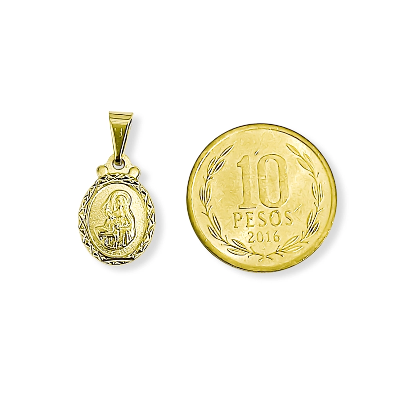 COLGANTE MEDALLA VIRGEN SANTA RITA 12MM OVALADO BORDE ENCHAPADO ORO 18K - 5