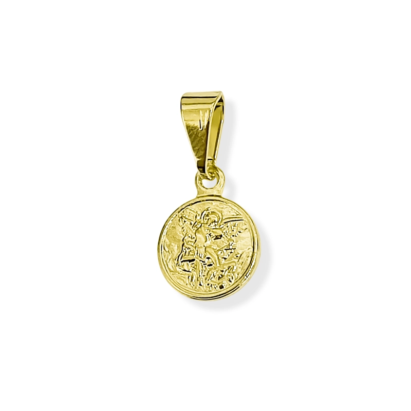 COLGANTE MEDALLA SAN MIGUEL ARCANGEL MINI 9MM ENCHAPADO ORO 18K - 1