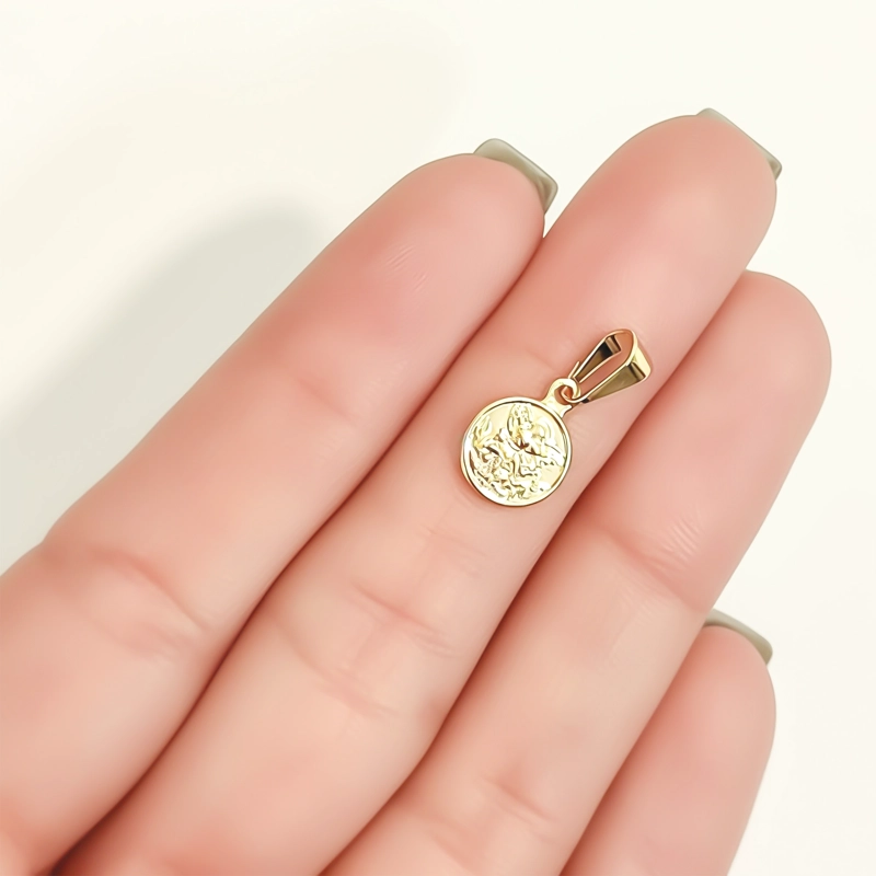 COLGANTE MEDALLA SAN MIGUEL ARCANGEL MINI 9MM ENCHAPADO ORO 18K - 2