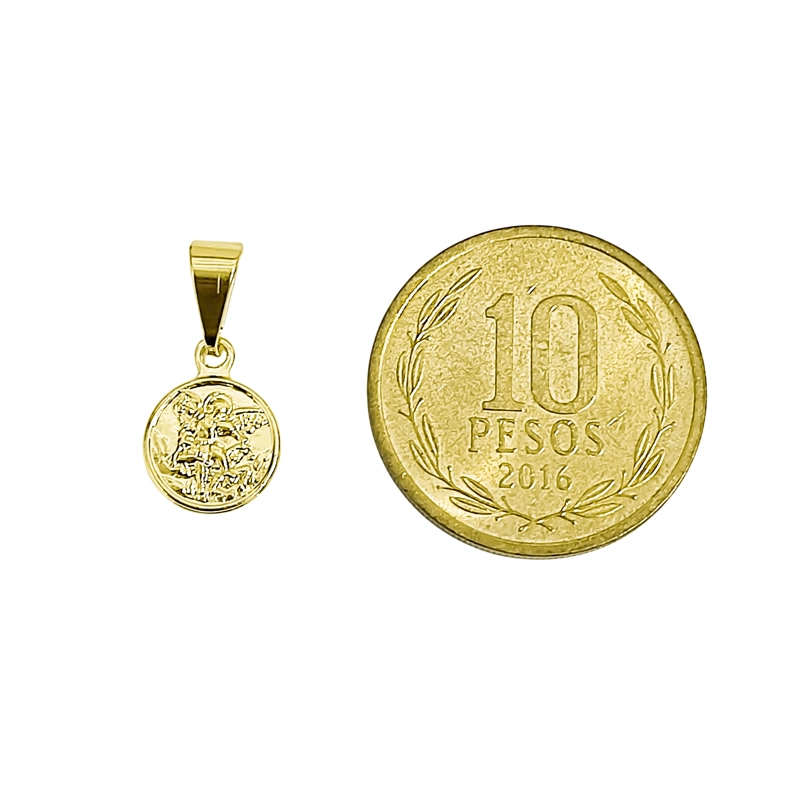 COLGANTE MEDALLA SAN MIGUEL ARCANGEL MINI 9MM ENCHAPADO ORO 18K - 4