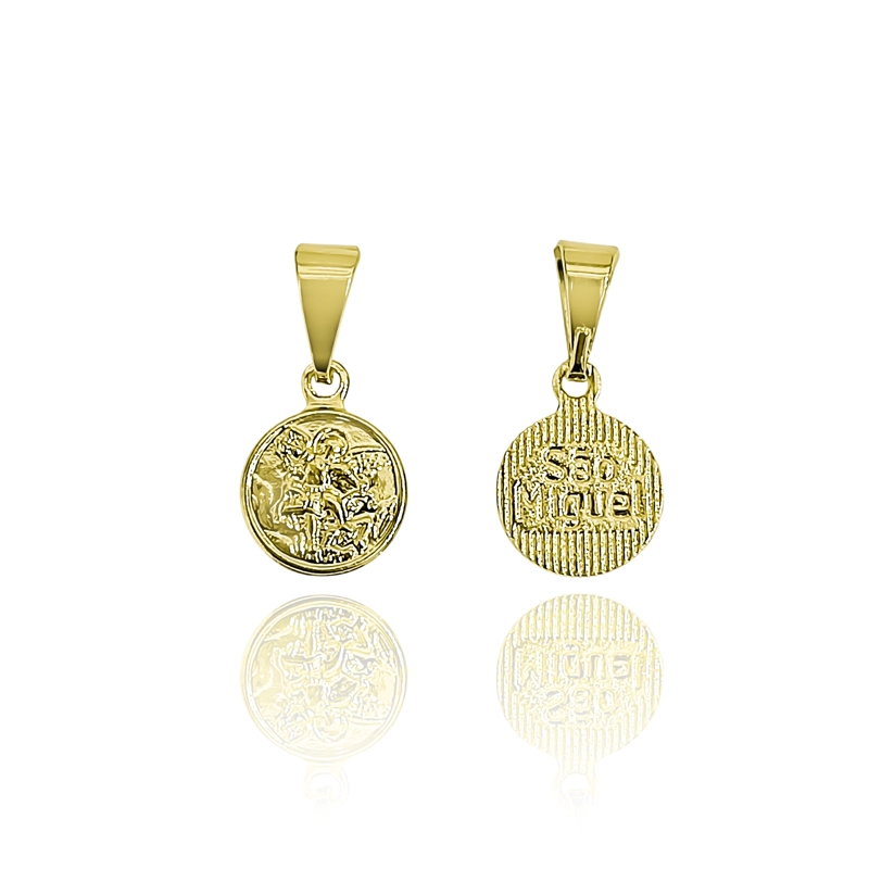 COLGANTE MEDALLA SAN MIGUEL ARCANGEL MINI 9MM ENCHAPADO ORO 18K - 5