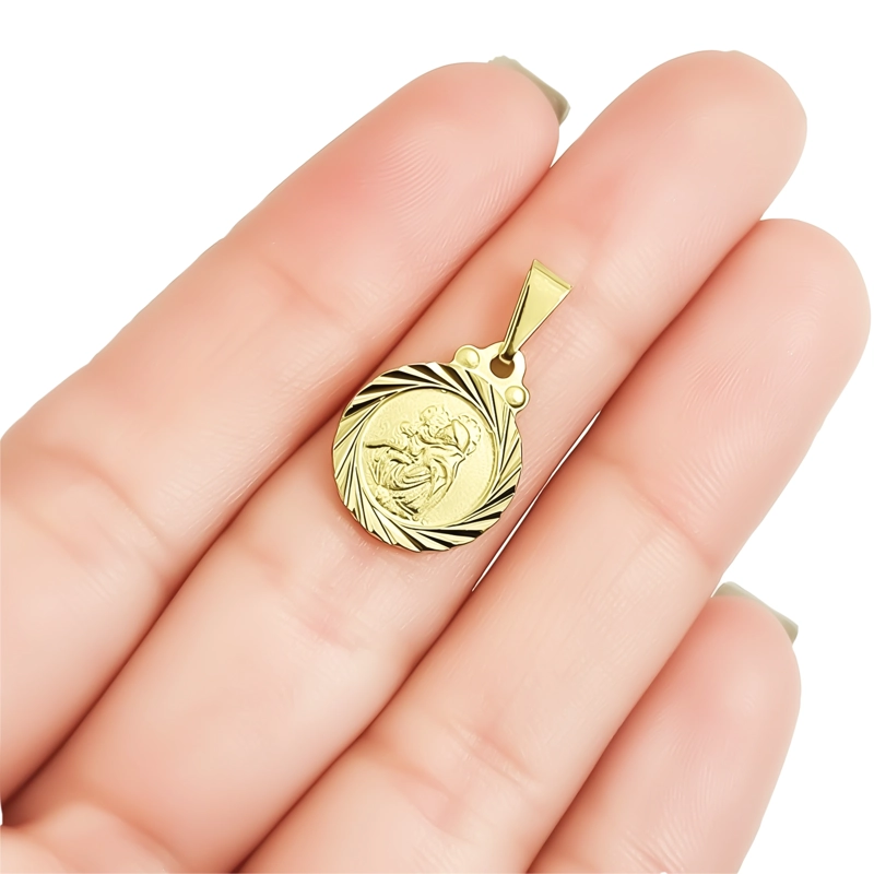 COLGANTE MEDALLA SAN ANTONIO BORDE 13MM ENCHAPADO ORO 18K - 2
