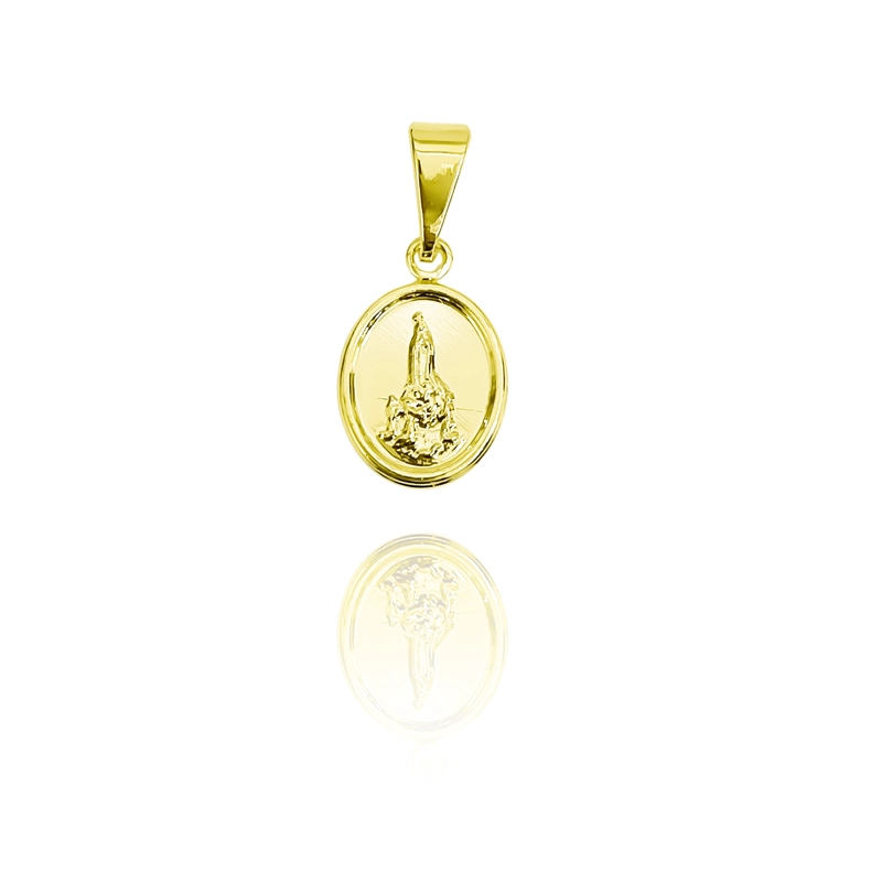 COLGANTE MEDALLA VIRGEN FATIMA OVALADO ENCHAPADO ORO 18K - 1