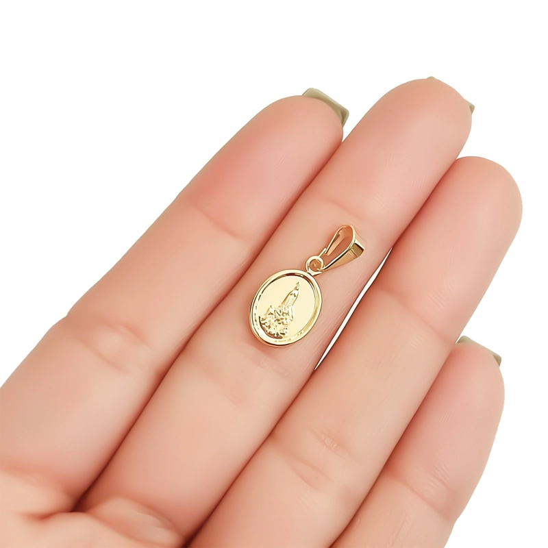 COLGANTE MEDALLA VIRGEN FATIMA OVALADO ENCHAPADO ORO 18K - 2