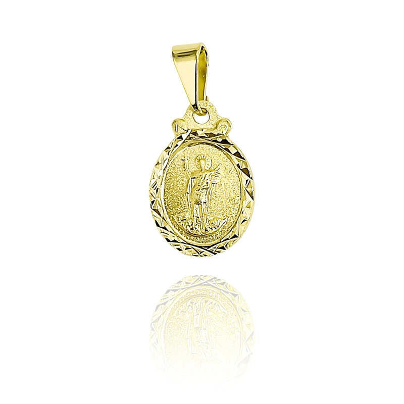 COLGANTE MEDALLA SAN EXPEDITO OVALADO BORDE ENCHAPADO ORO 18K - 1