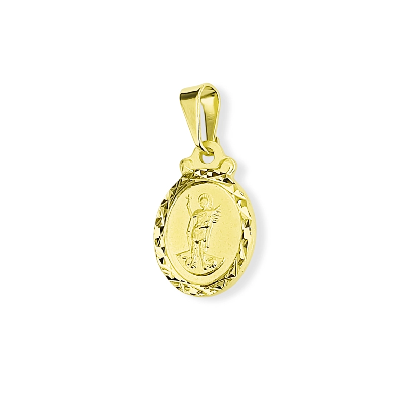COLGANTE MEDALLA SAN EXPEDITO OVALADO BORDE ENCHAPADO ORO 18K - 3