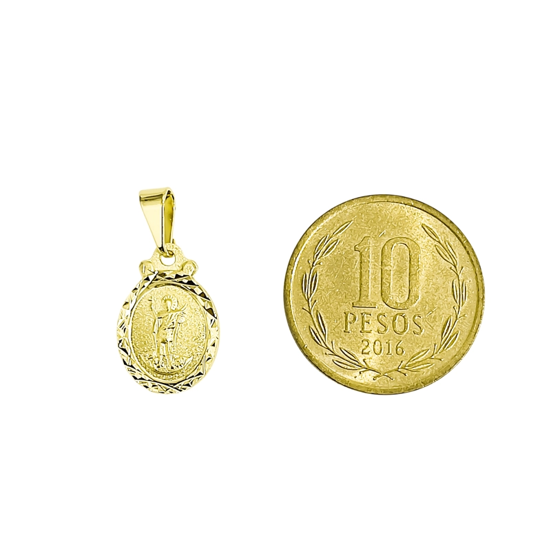 COLGANTE MEDALLA SAN EXPEDITO OVALADO BORDE ENCHAPADO ORO 18K - 4
