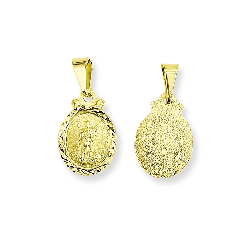 COLGANTE MEDALLA SAN EXPEDITO OVALADO BORDE ENCHAPADO ORO 18K - 5