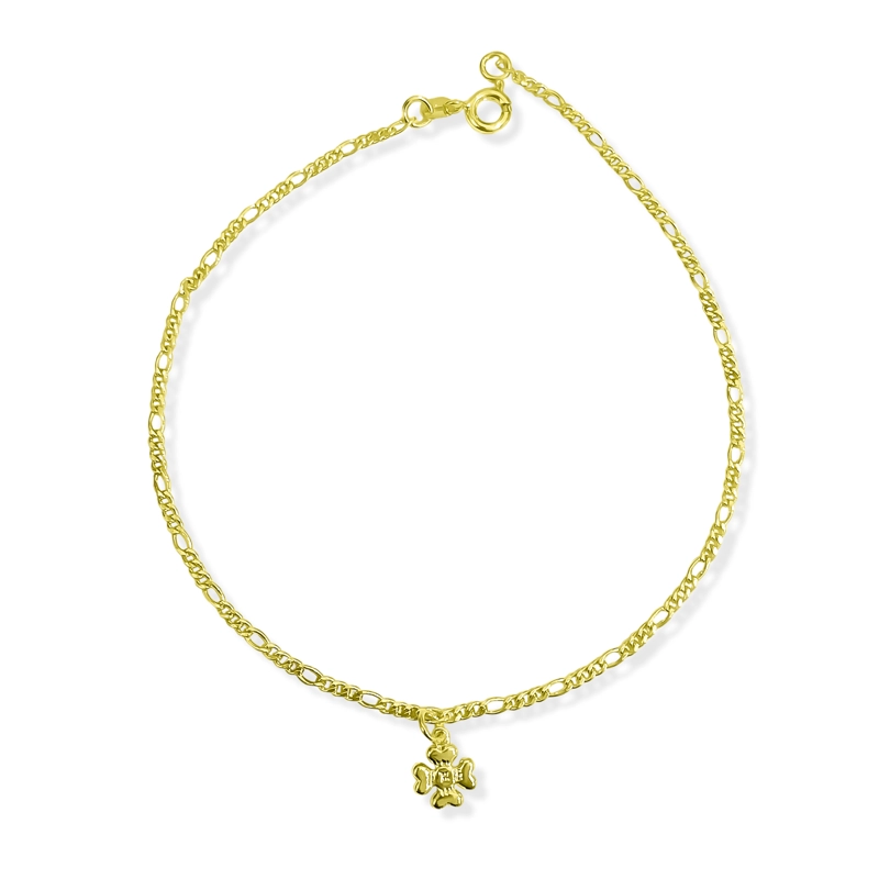 TOBILLERA TRE BOL ESLABON ENCHAPADO ORO 18K - 1