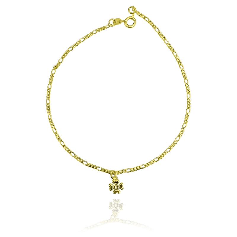 TOBILLERA TRE BOL ESLABON ENCHAPADO ORO 18K - 2