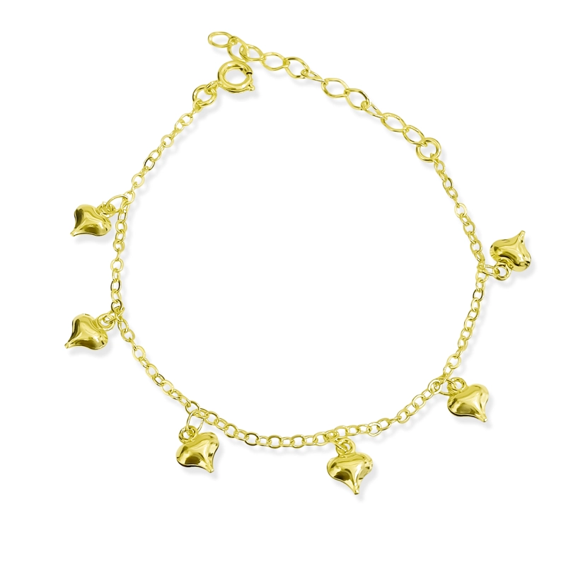PULSERA CORAZON INFLADO ESLABON ENCHAPADO ORO 18K - 1