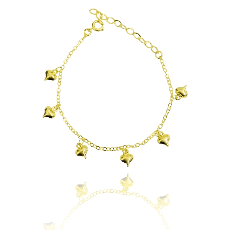 PULSERA CORAZON INFLADO ESLABON ENCHAPADO ORO 18K - 2