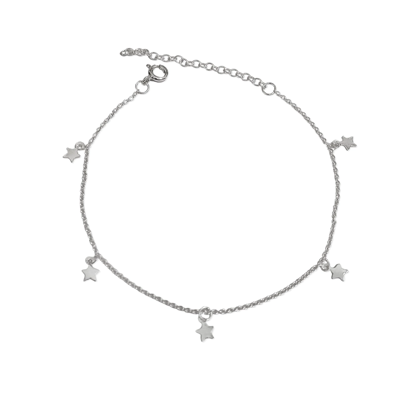 TOBILLERA ESTRELLAS MINI ESLABON PLATA FINA 925 - 3