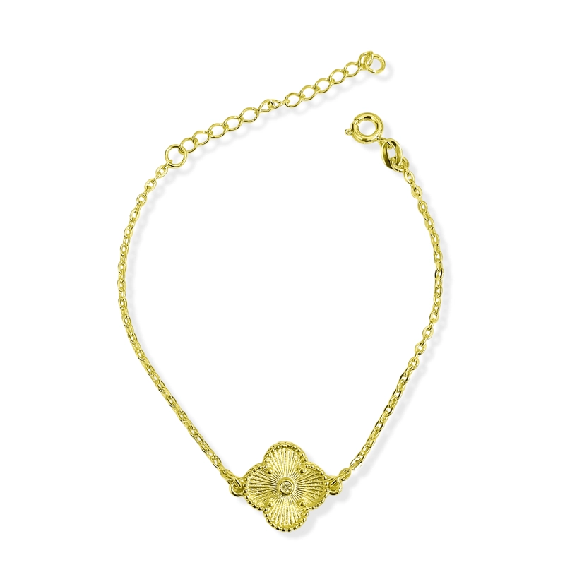PULSERA TRE BOL SATINADO CIRCON BLANCO ENCHAPADO ORO 18K - 1