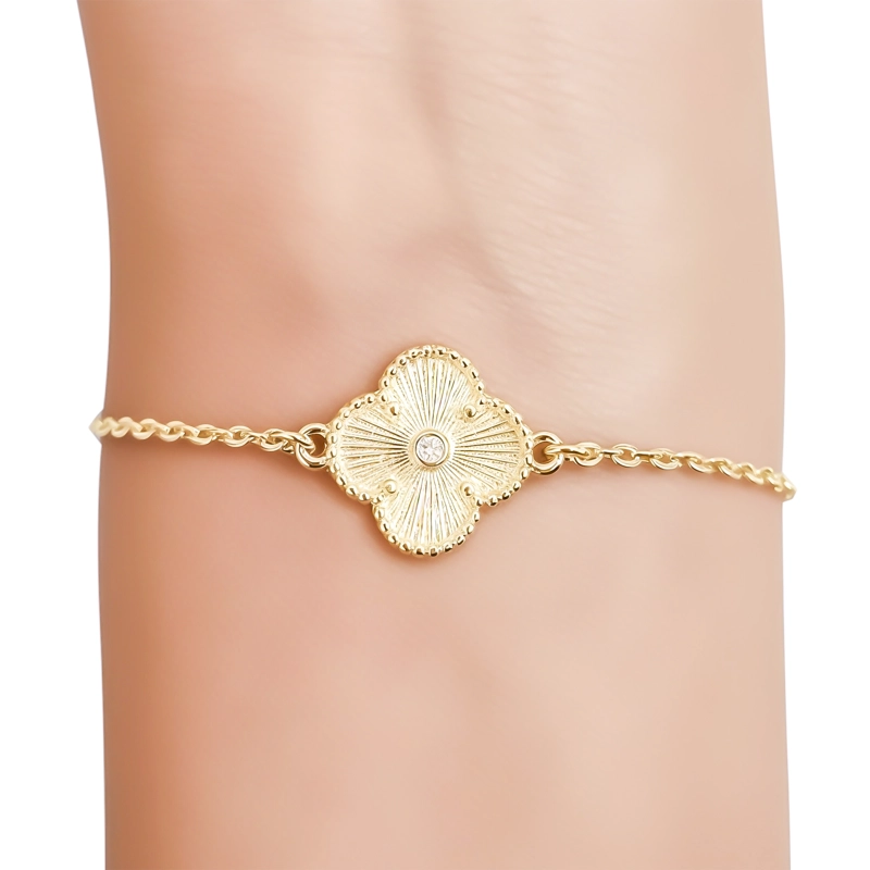 PULSERA TRE BOL SATINADO CIRCON BLANCO ENCHAPADO ORO 18K - 2