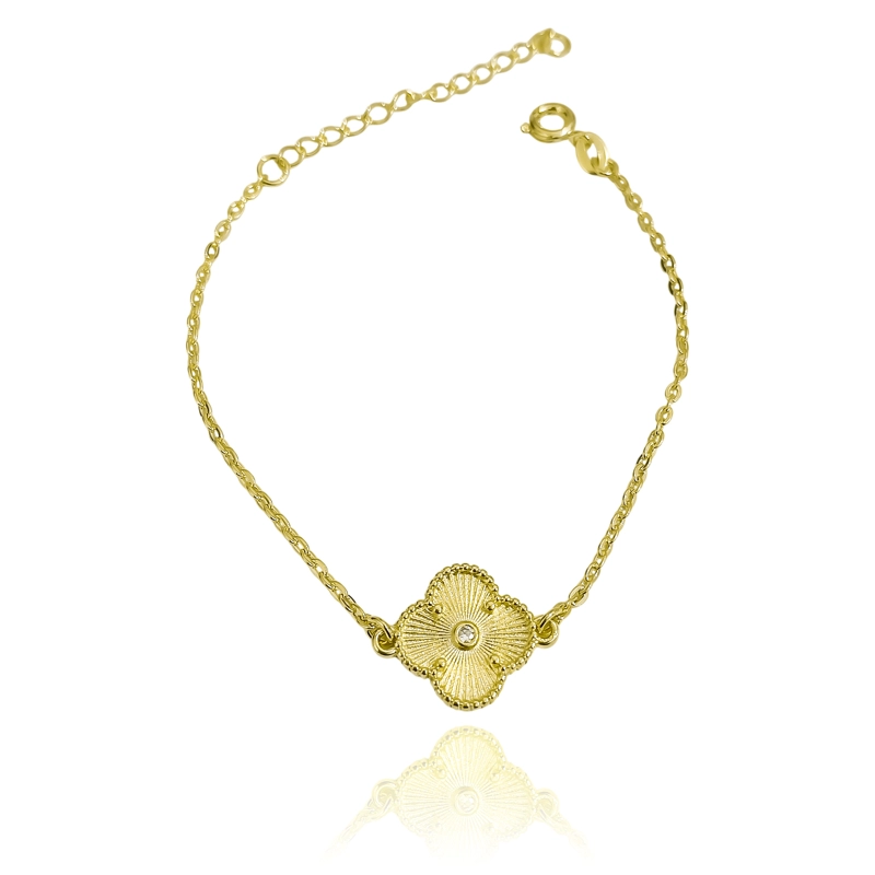 PULSERA TRE BOL SATINADO CIRCON BLANCO ENCHAPADO ORO 18K - 3