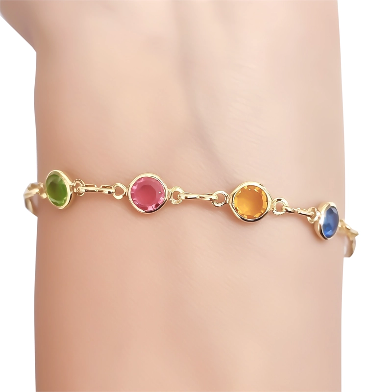 PULSERA 9 CRISTALES COLORES ENCHAPADO ORO 18K - 2