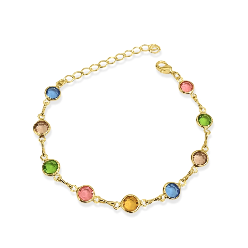 PULSERA 9 CRISTALES COLORES ENCHAPADO ORO 18K - 3