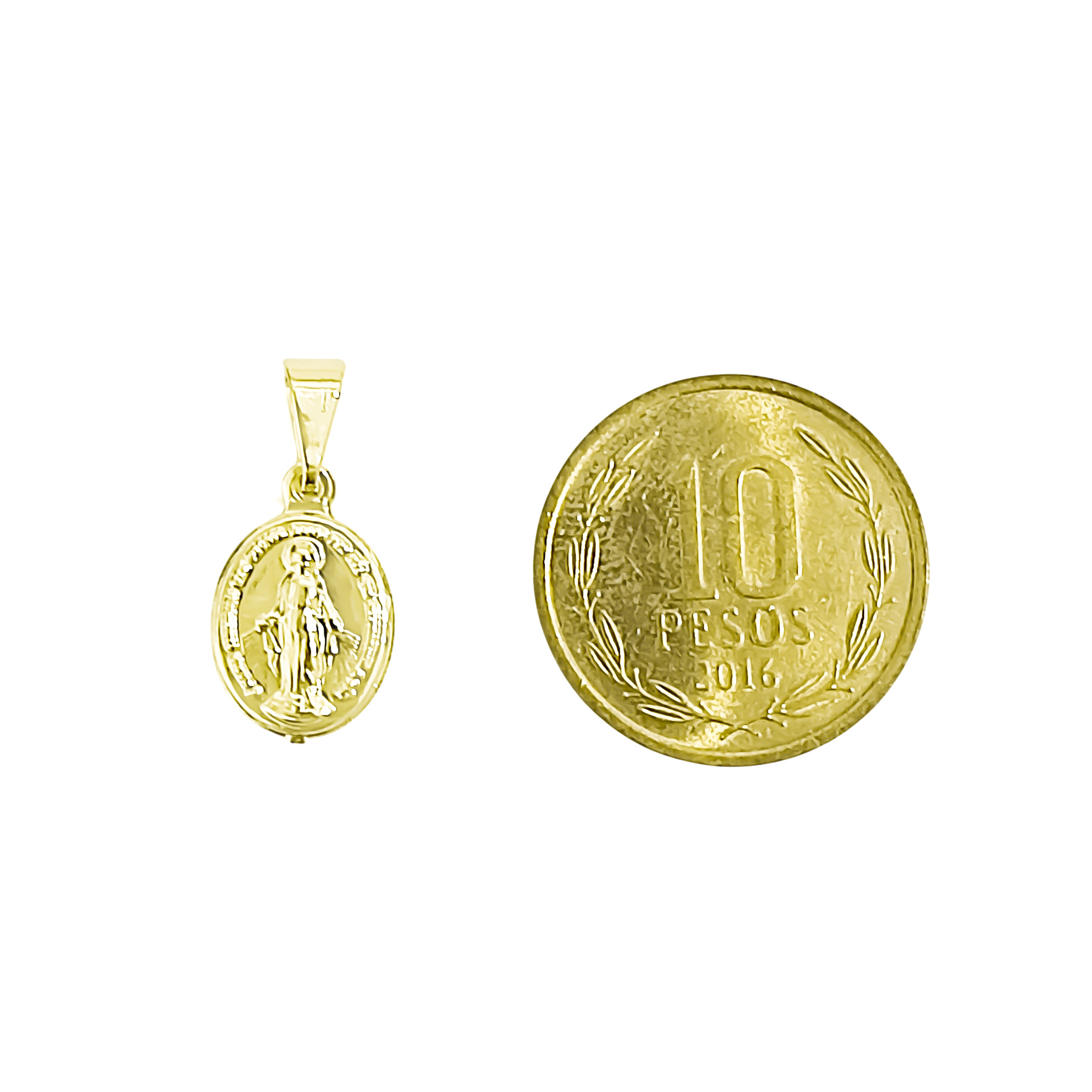 COLGANTE MEDALLA VIRGEN DE LOS RAYOS 10MM OVALADO ENCHAPADO ORO 18K - 2