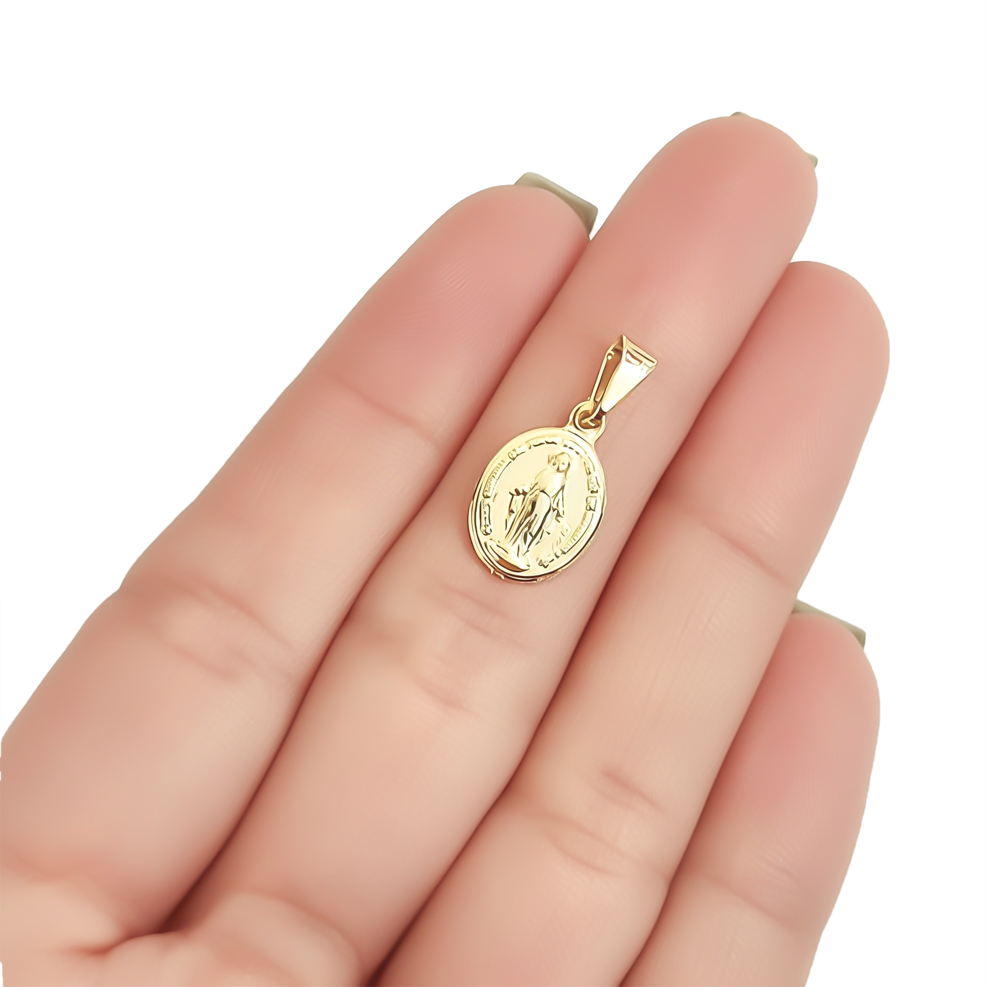 COLGANTE MEDALLA VIRGEN DE LOS RAYOS 10MM OVALADO ENCHAPADO ORO 18K - 3