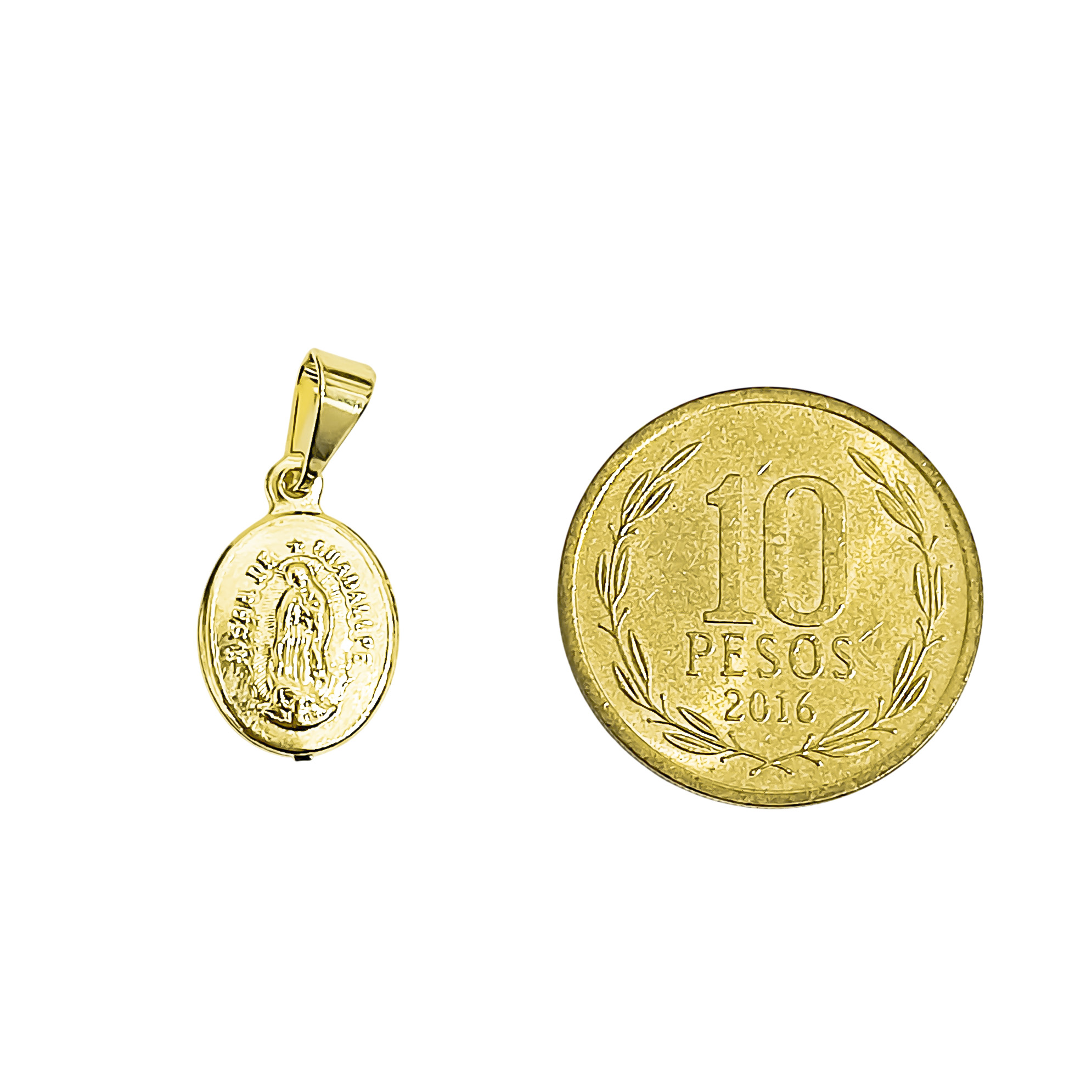 COLGANTE MEDALLA VIRGEN DE GUADALUPE OVALADO 10MM ENCHAPADO ORO 18K - 1