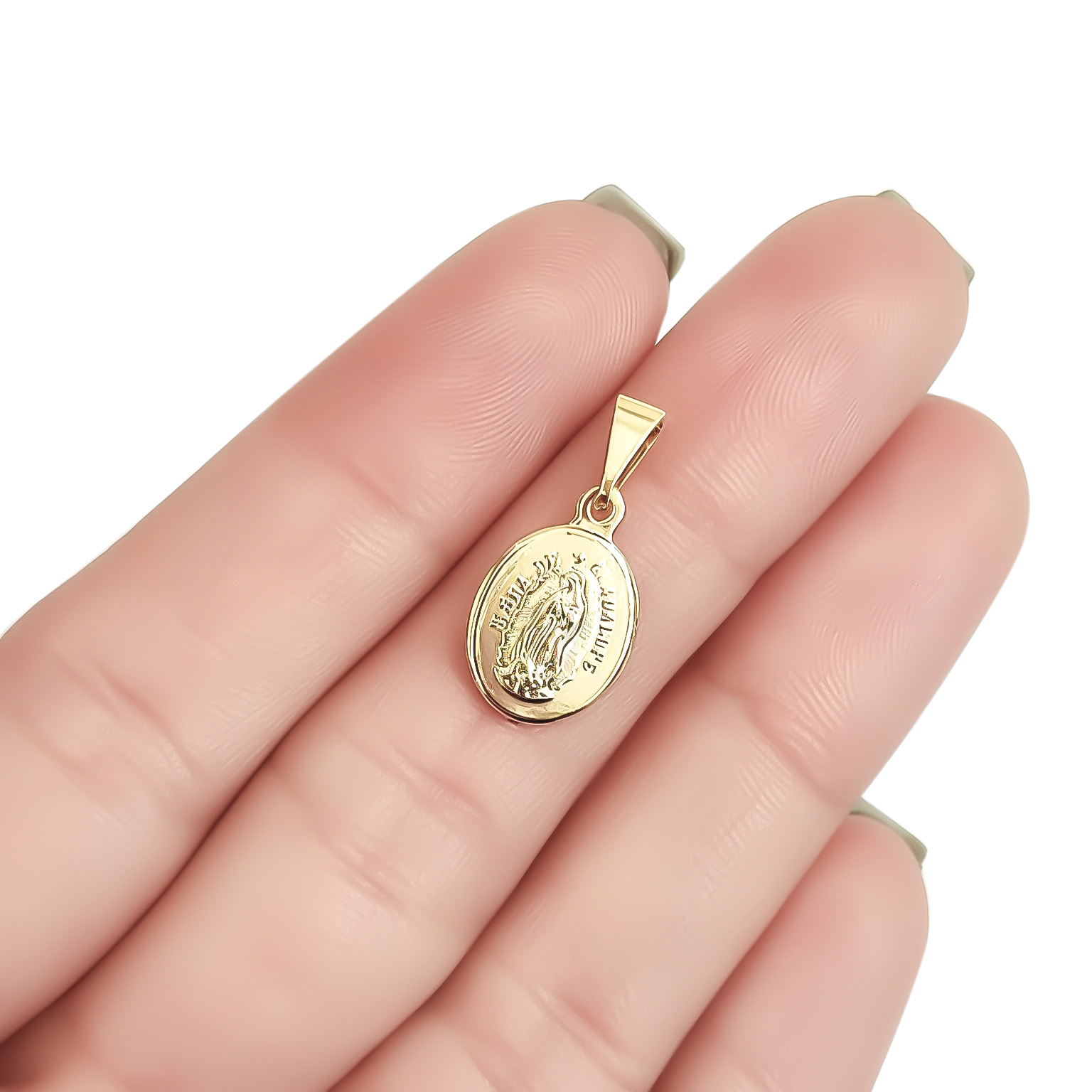 COLGANTE MEDALLA VIRGEN DE GUADALUPE OVALADO 10MM ENCHAPADO ORO 18K - 4