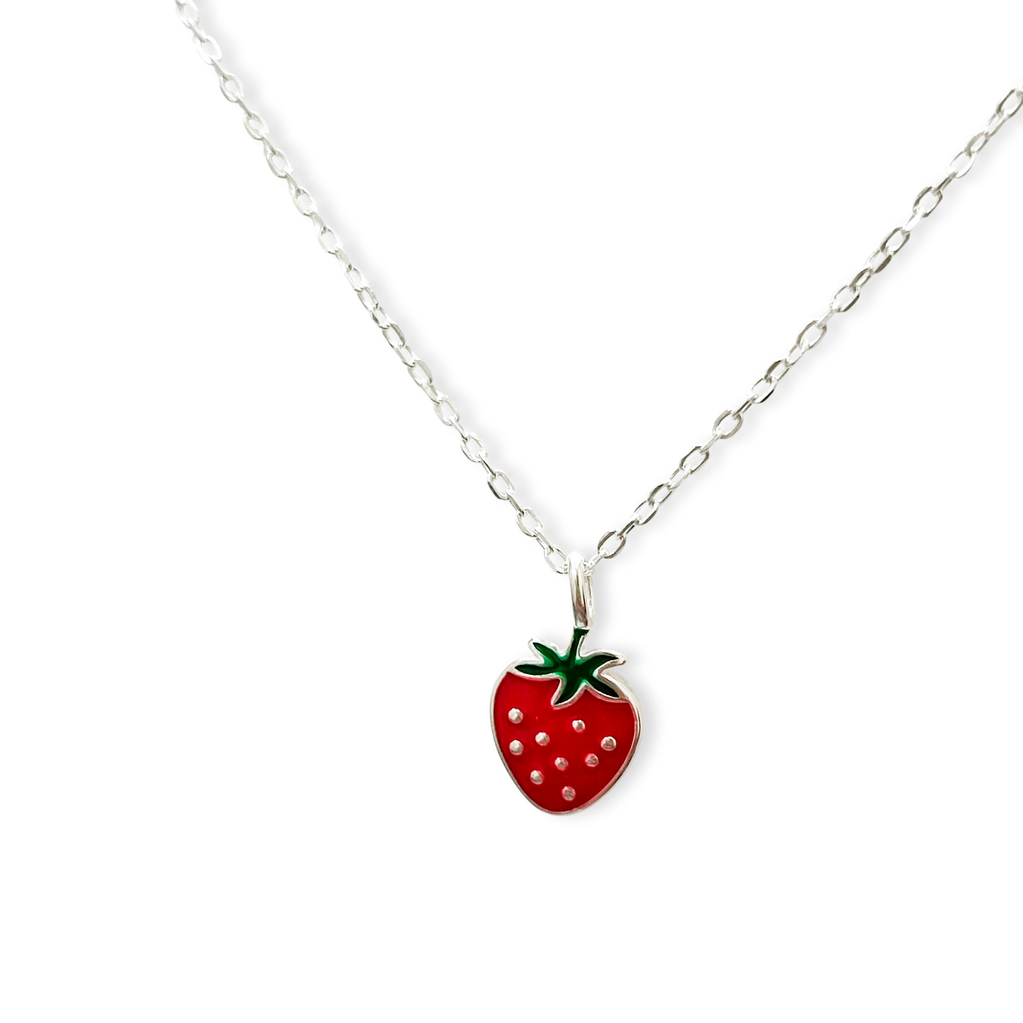 COLLAR FRUTILLA ESLABON PLATA FINA 925 - 1