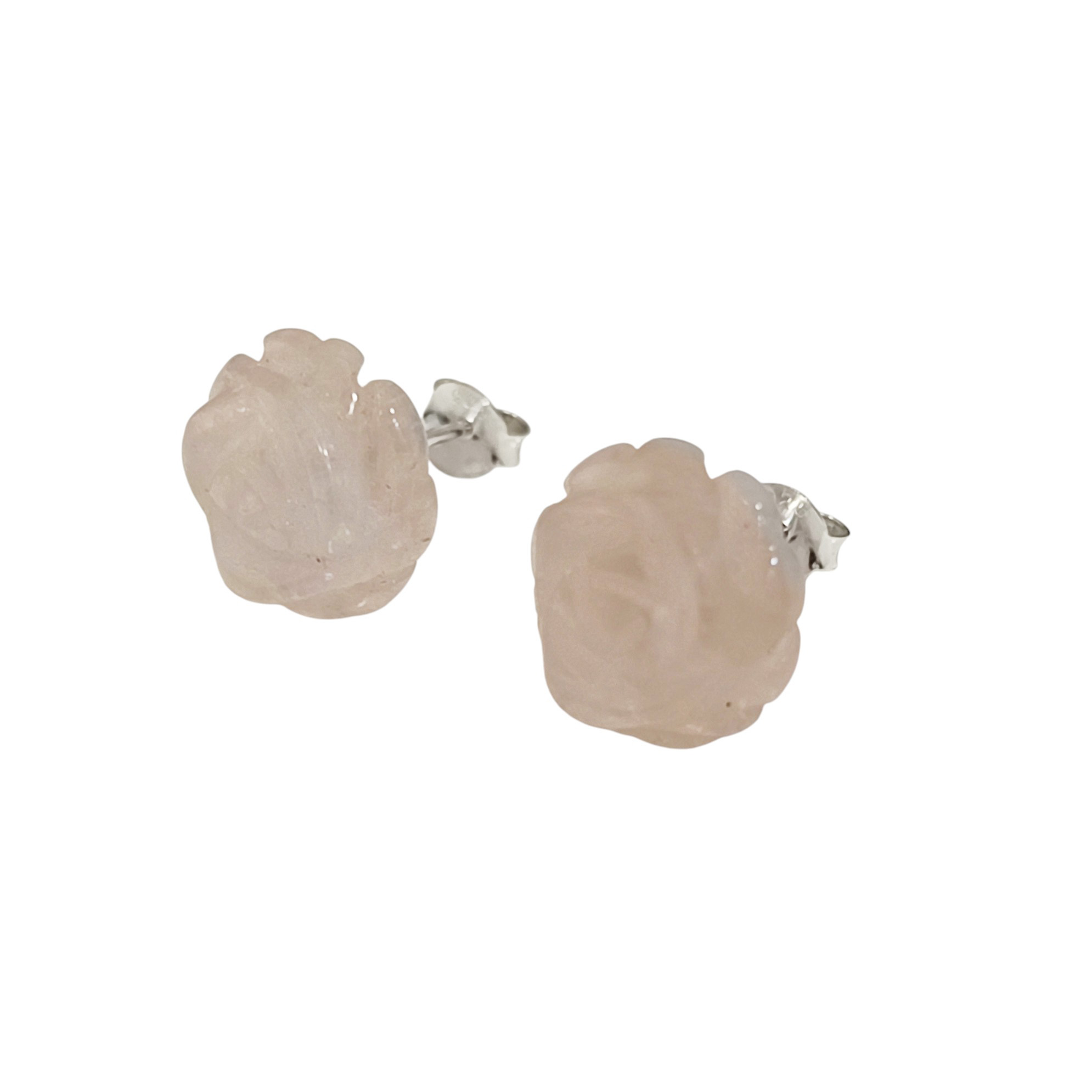 AROS CUARZO ROSA 12MM PLATA FINA 925 - 1
