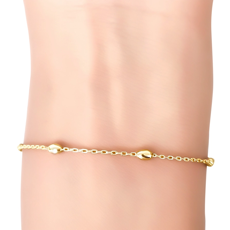 PULSERA 6 MELONES ESLABON LIMADO ENCHAPADO ORO 18K - 2