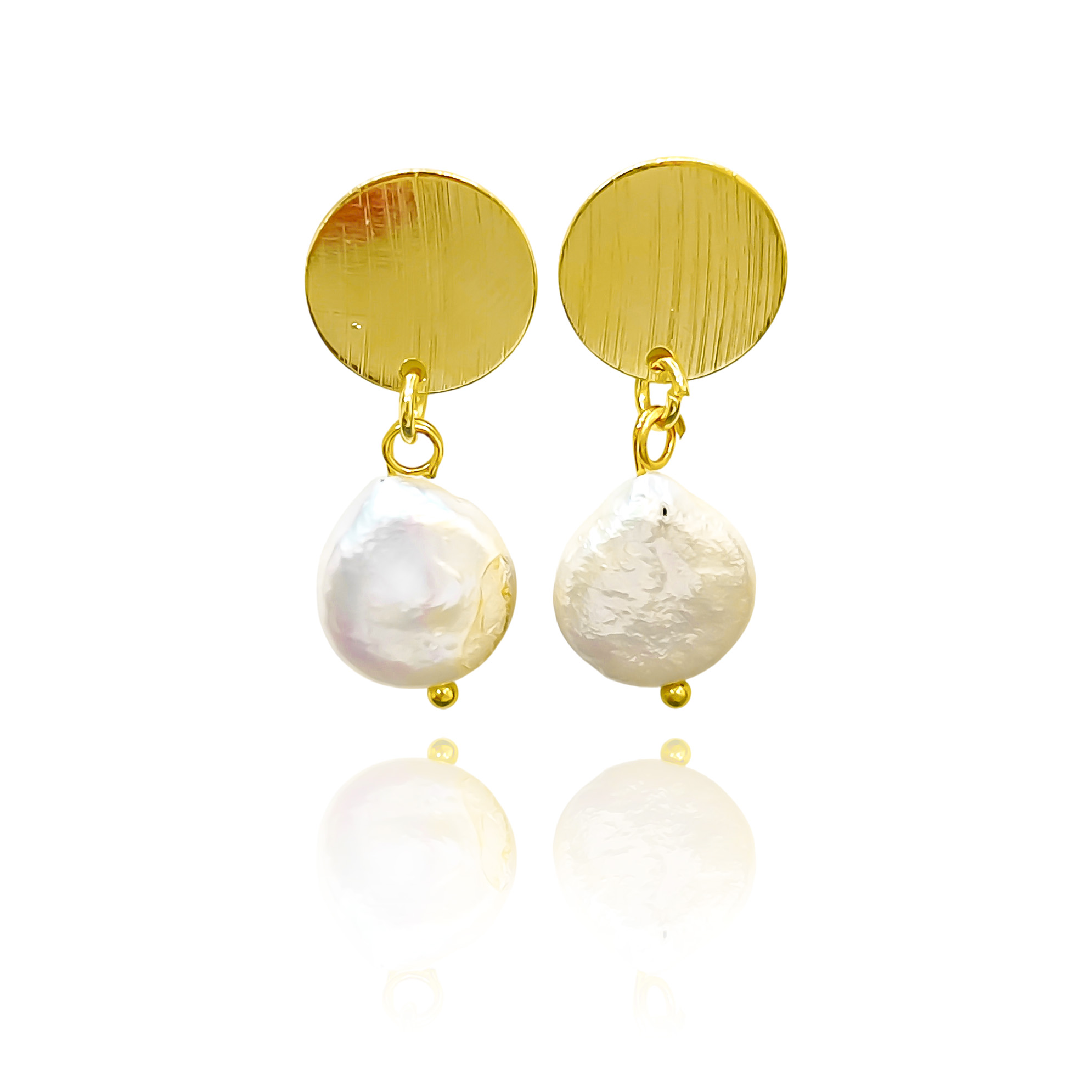 AROS PERLA RIO COIN 10MM TOPE REDONDO ENCHAPADO ORO 18K - 2