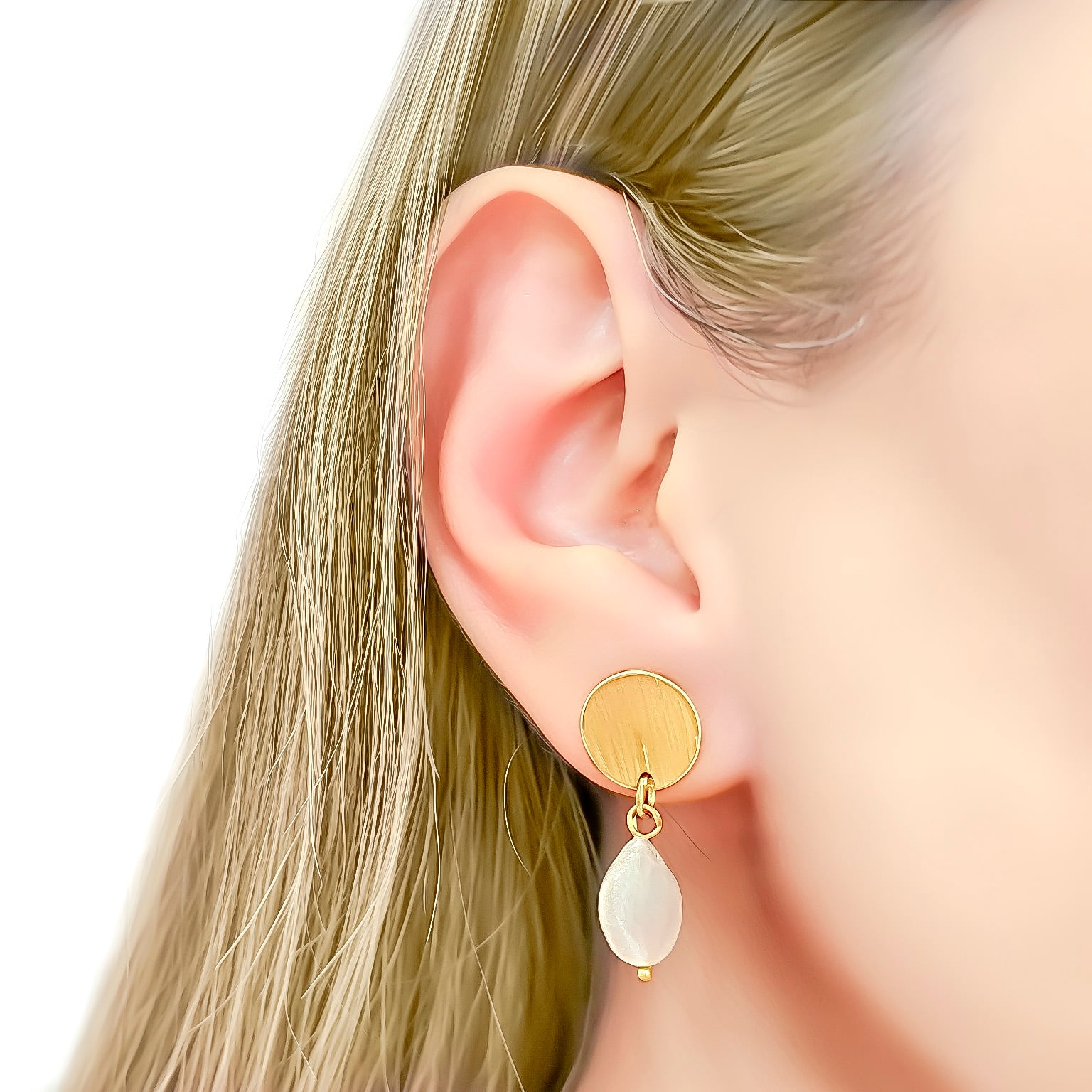 AROS PERLA RIO COIN 10MM TOPE REDONDO ENCHAPADO ORO 18K - 3