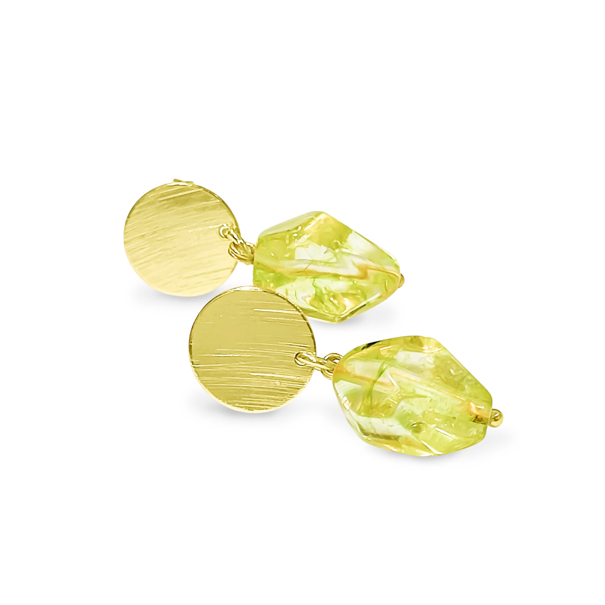 AROS PERIDOT FACETADO TOPE REDONDO ENCHAPADO ORO 18K - 1