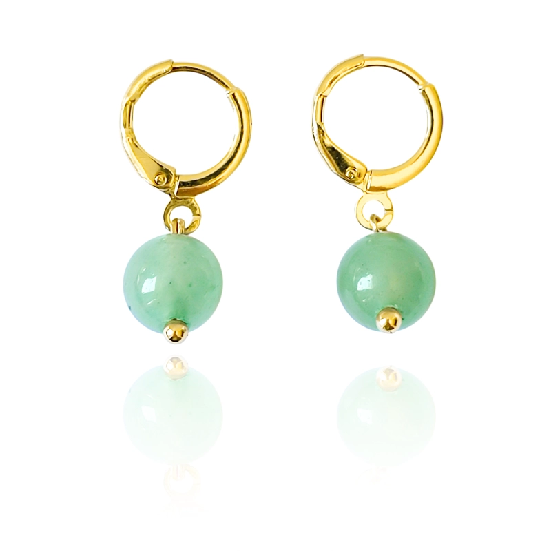 AROS ARGOLLA JADE 8MM ENCHAPADO ORO 18K - 2