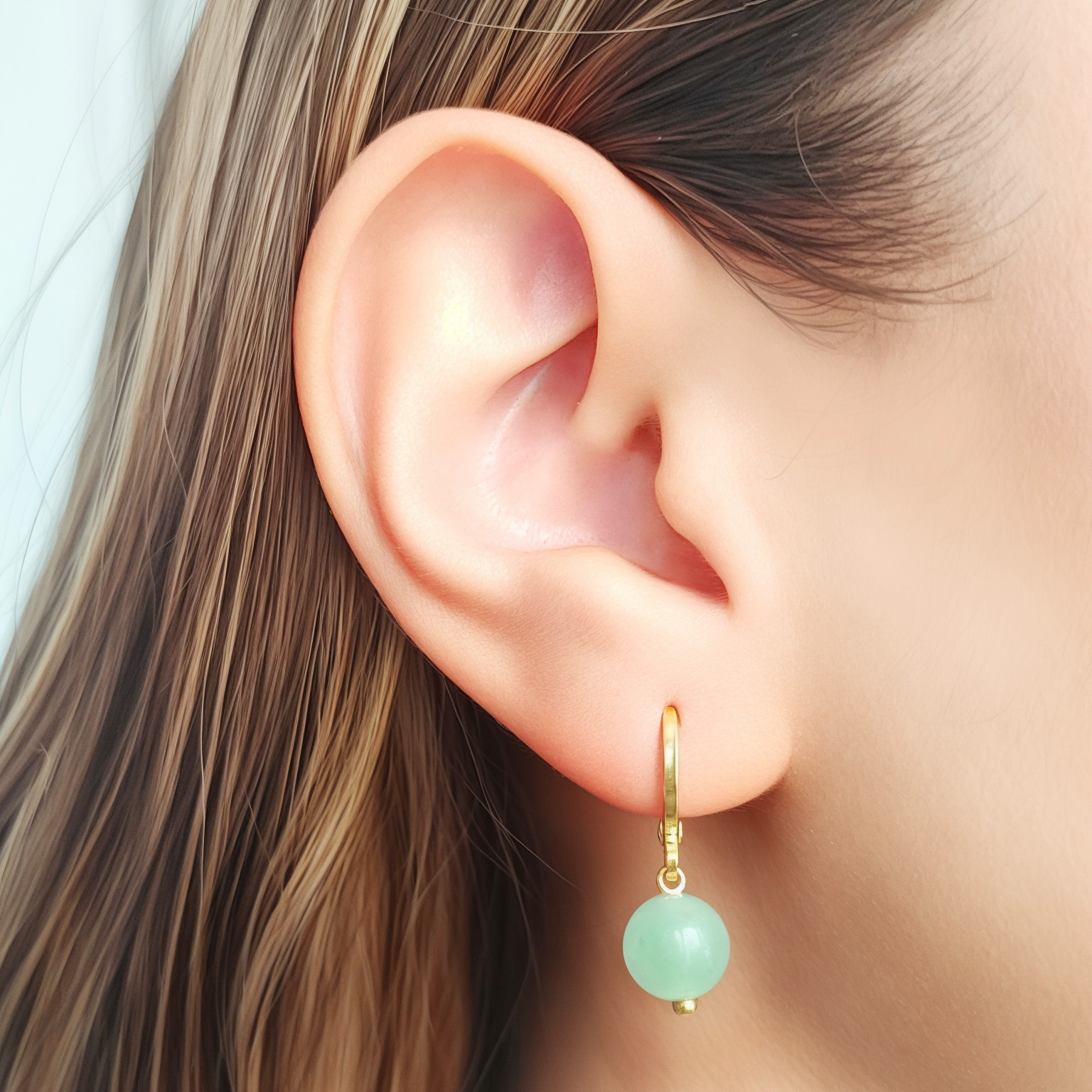 AROS ARGOLLA JADE 8MM ENCHAPADO ORO 18K - 3