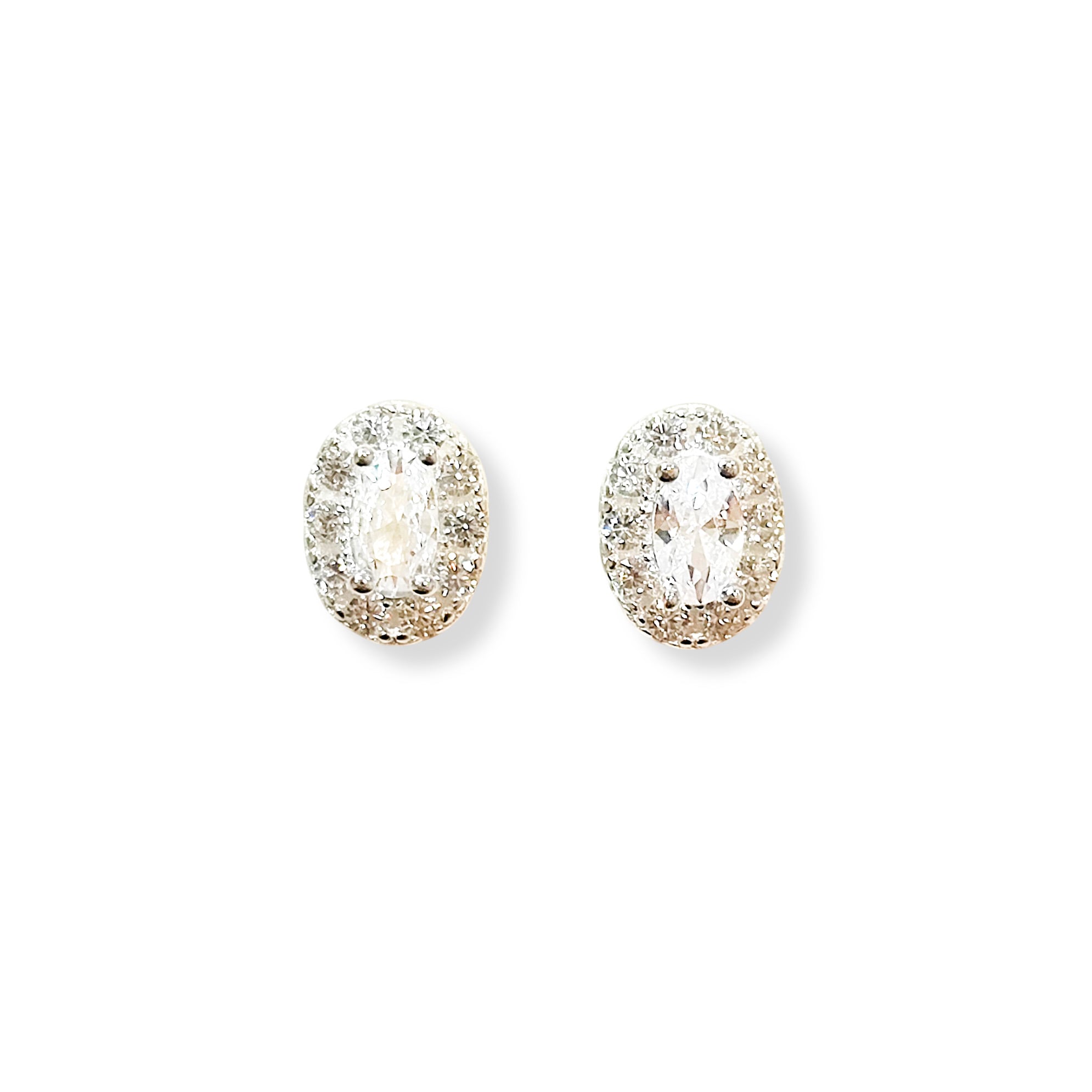 AROS ROSETA OVAL CIRCON BLANCO PLATA FINA 925 - 2