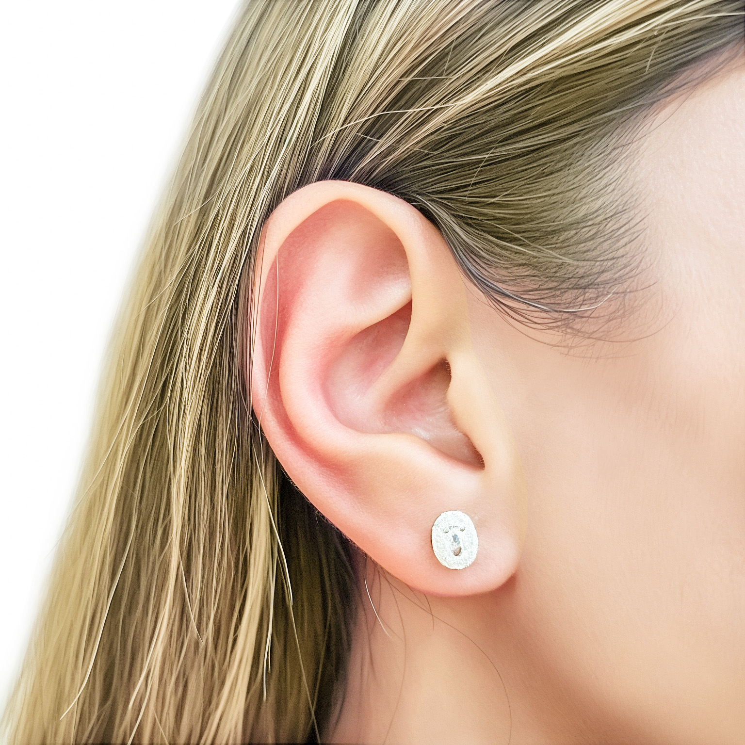 AROS ROSETA OVAL CIRCON BLANCO PLATA FINA 925 - 3