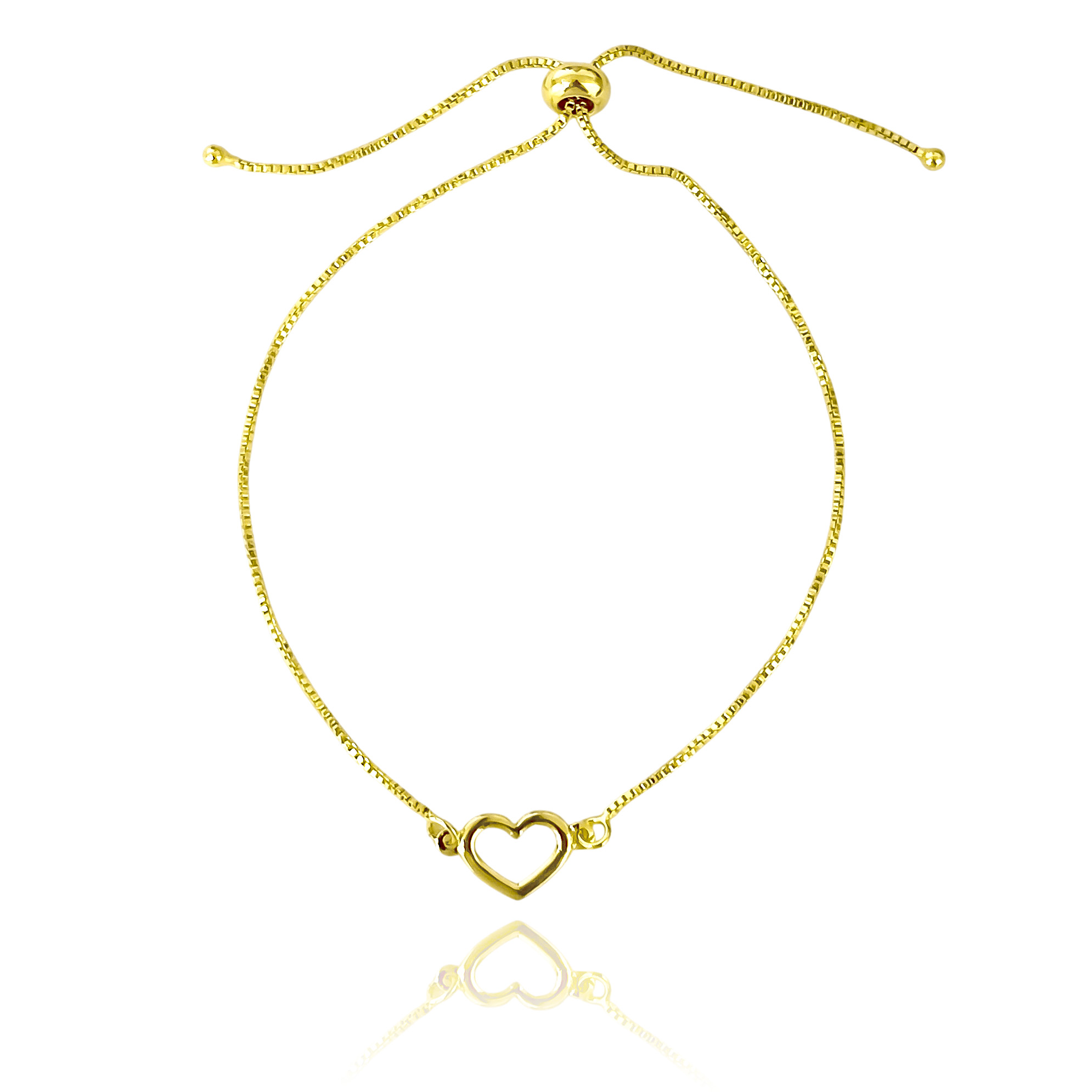 PULSERA CORAZON CALADO VENECIANA ENCHAPADO ORO 18K AJUSTABLE - 1