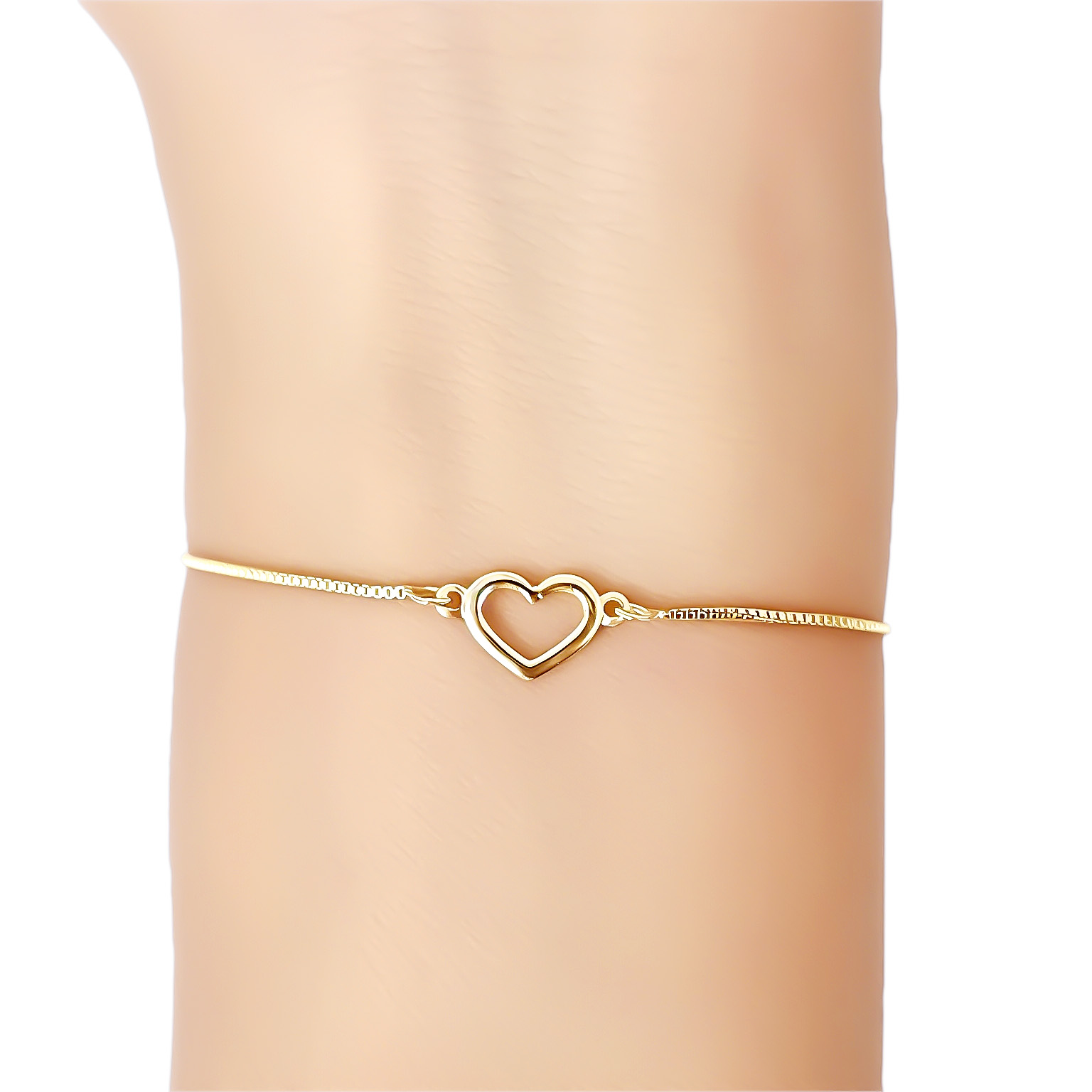 PULSERA CORAZON CALADO VENECIANA ENCHAPADO ORO 18K AJUSTABLE - 3