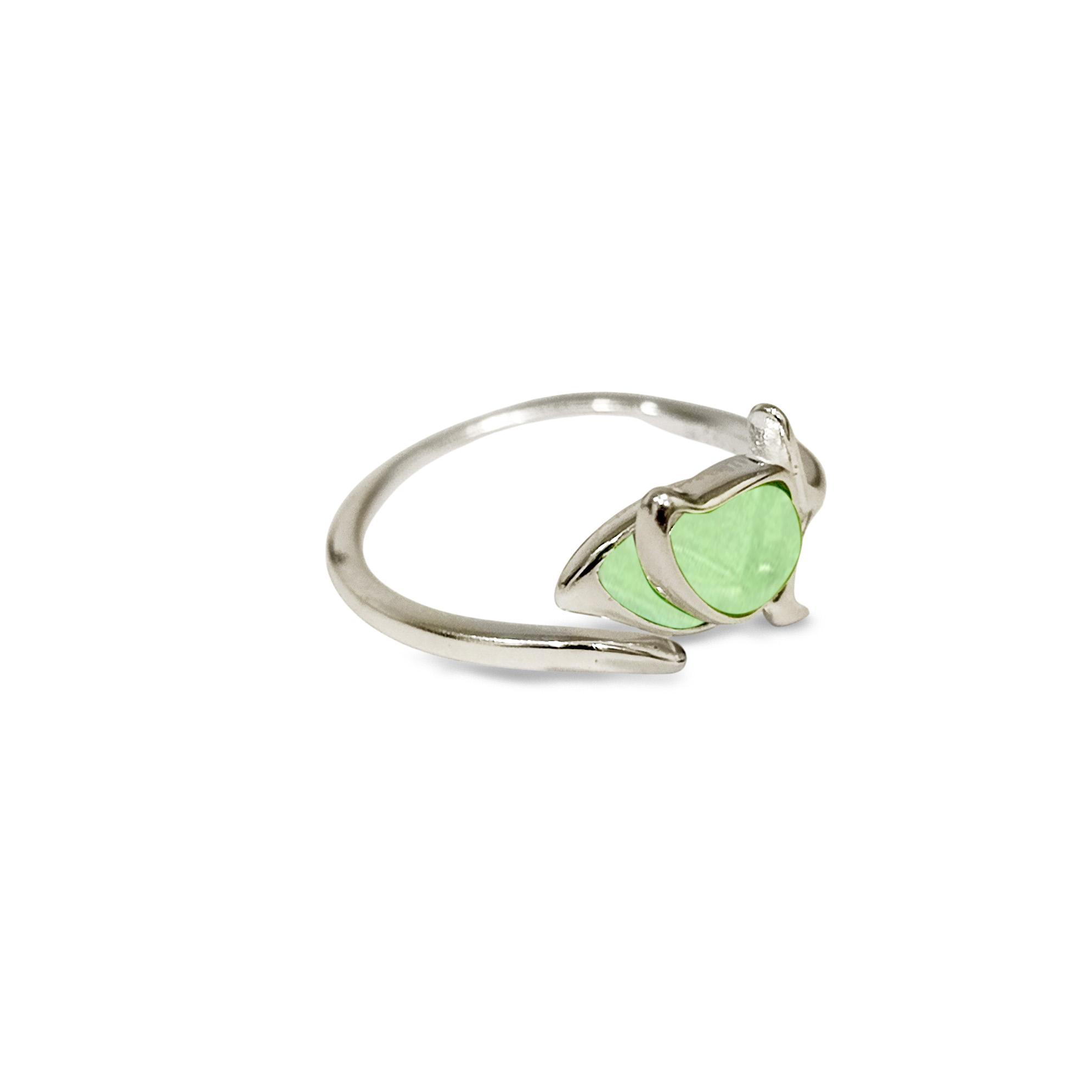 ANILLO TULIPAN CIRCON VERDE PLATA FINA 925 - 1